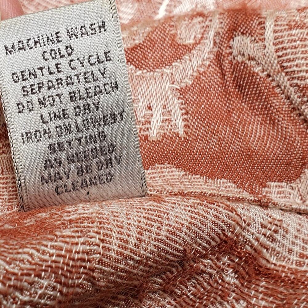 Chico's Sz 2 Red Tan Floral Damask Tapestry Jacket Pockets Collar Chicos Sz L 12 - Picture 14 of 14